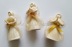 Anděl Abaca zlatá mašle 8-9cm