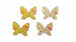 Motýl dřevo s kytičkami 3,3cm