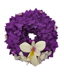 Věnec látkový fialový s orchidejí 18cm