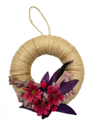 Věnec sisalový provázek 16cm fuchsia