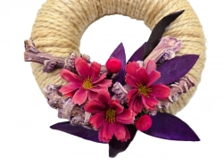 Věnec sisalový provázek 16cm fuchsia