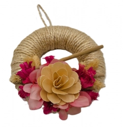 Věnec sisalový provázek 16cm růžový