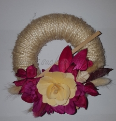 Věnec sisalový provázek 16cm fuchsia 2
