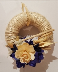 Věnec sisalový provázek 16cm modrý