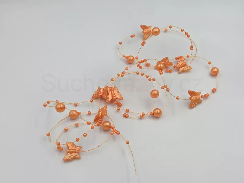 Girlanda perličky s motýlky 130cm 