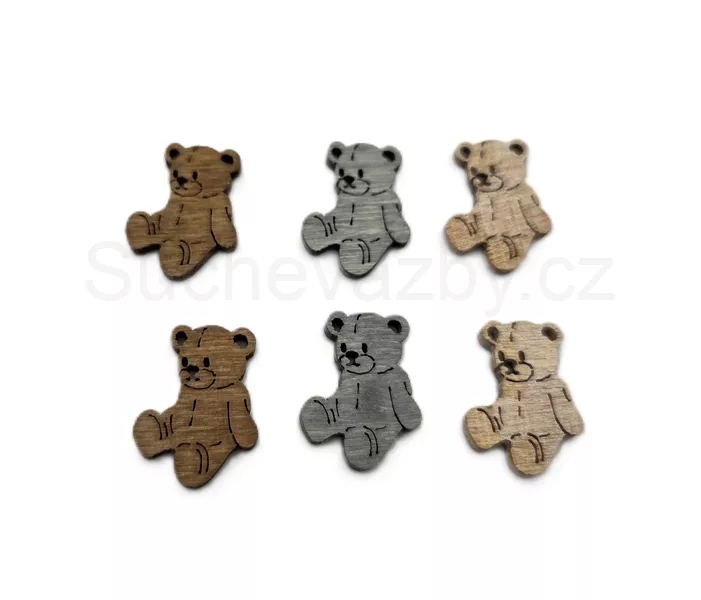 Medvídek dřevo 1,9cm 5ks