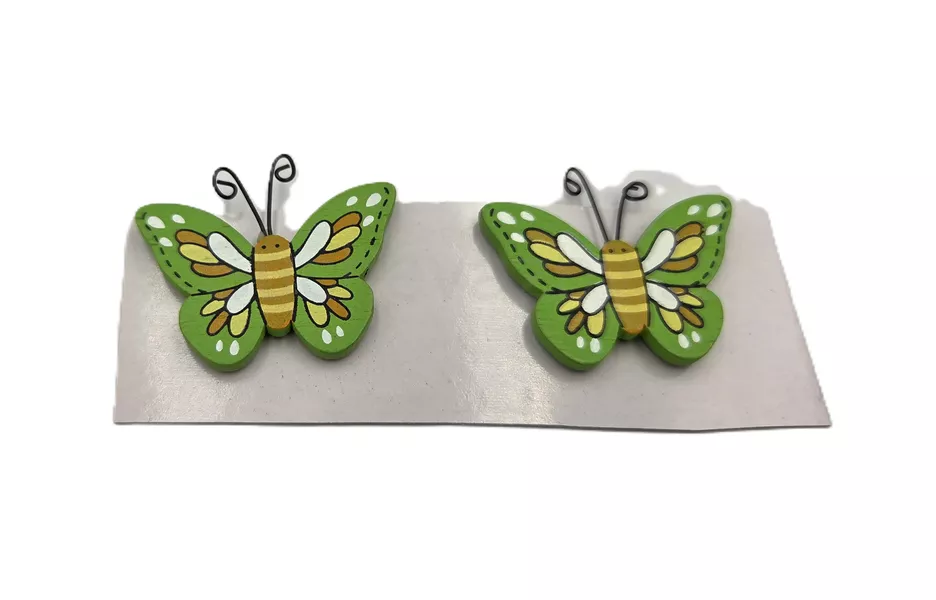 Motýl dřevo nalepovací barevný 3,5cm