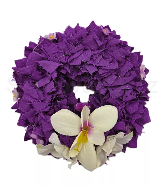 Věnec látkový fialový s orchidejí 18cm